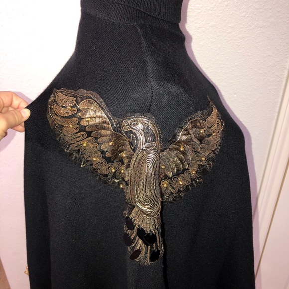 Coeur De Vague Embroidered Fringe Poncho Cloak NWT - Picture 6 of 11